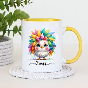 Happy Chicken Kids Mug, Personalized Kids Drinkware, Colorful Cup